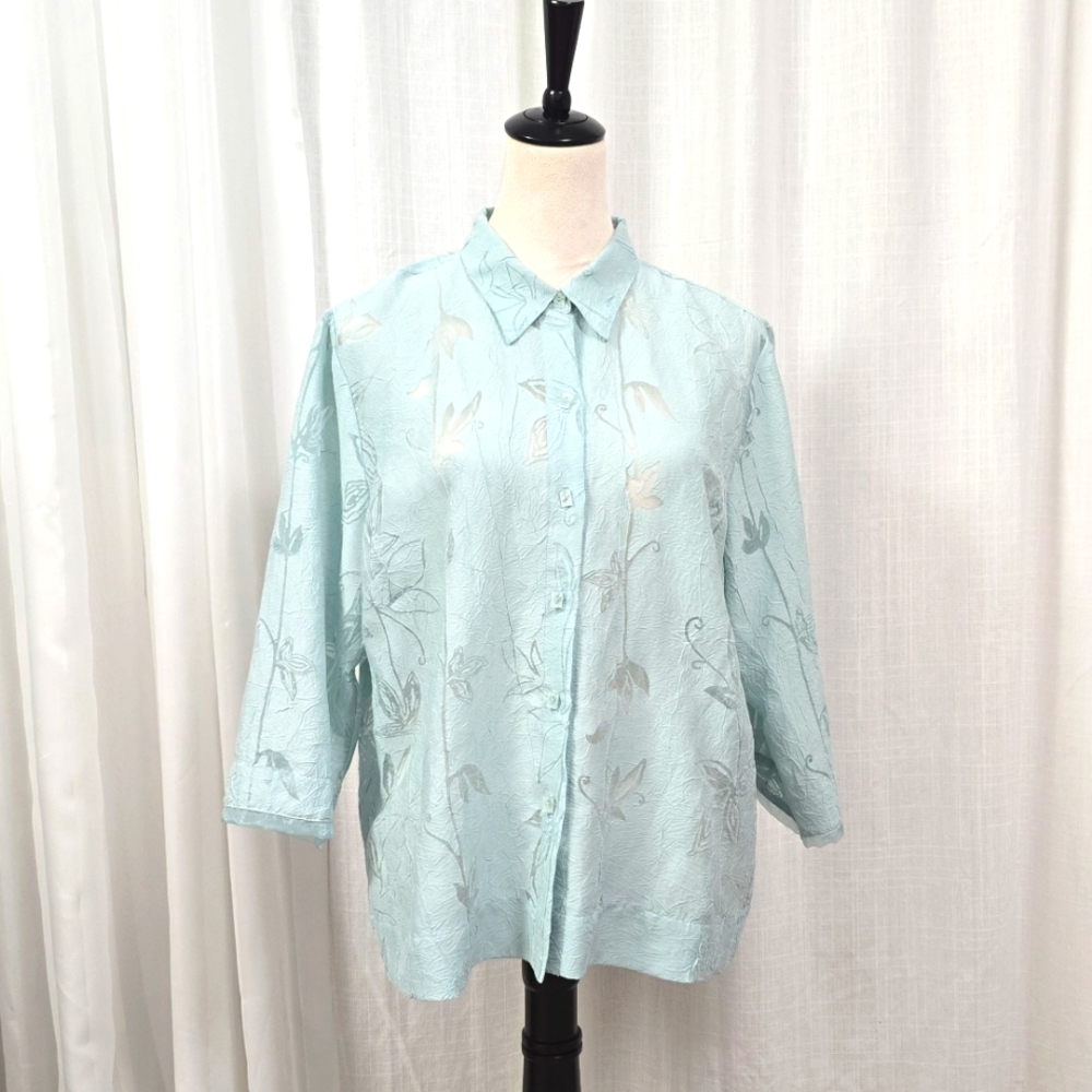 2/$30 JH Collectibles Pastel Powder Baby Blue Womens Button Down‎ Shirt Size XLP